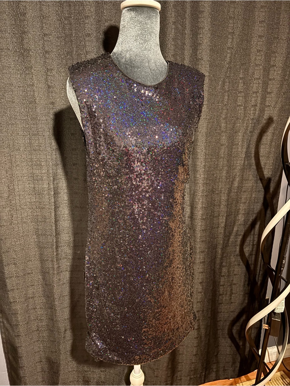Forever 21 Black Iridescent Sequin Shift Dress
